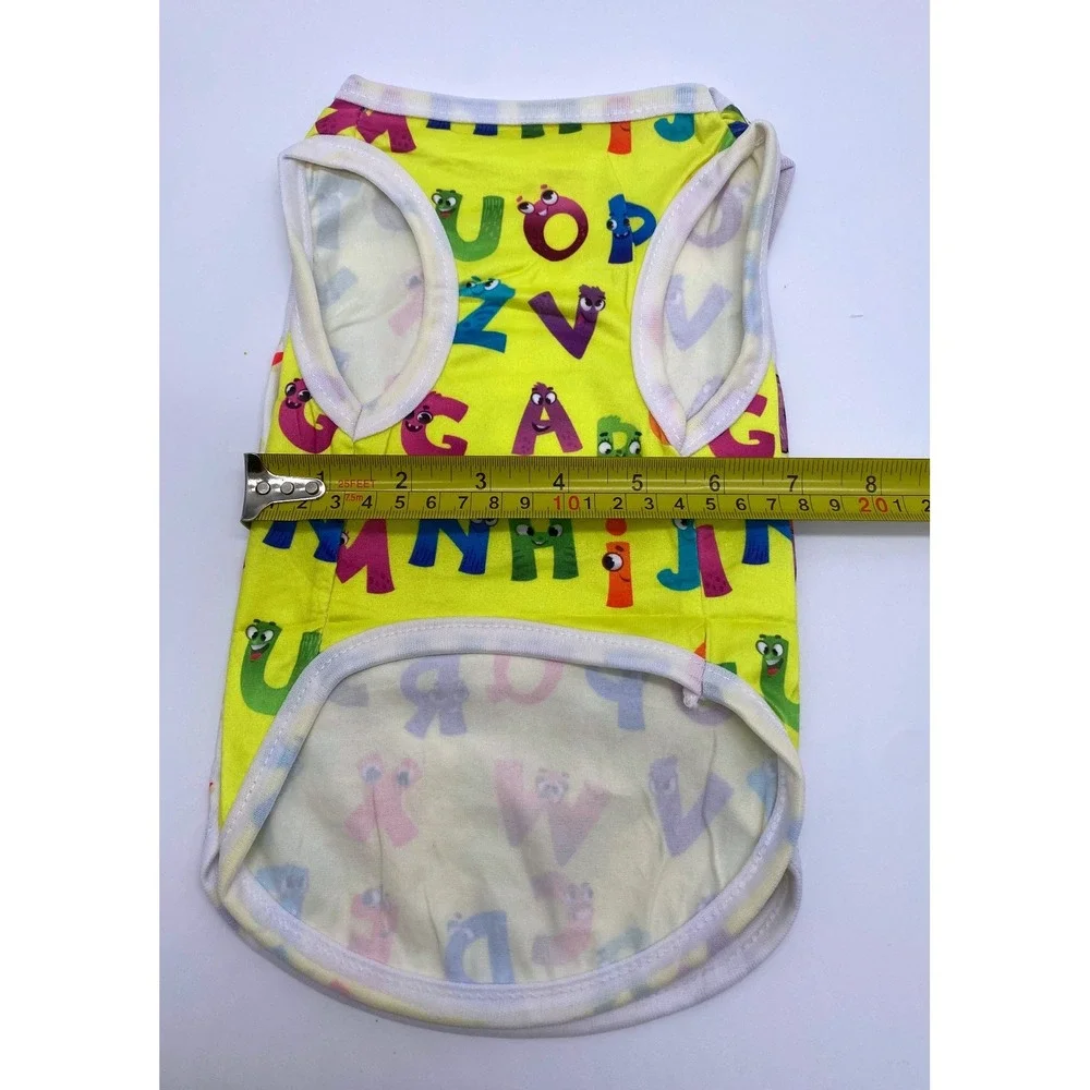 Assorted Pet Tank Tops Small Dog Cat Vest Fruit Animal Alphabet Prints Size M